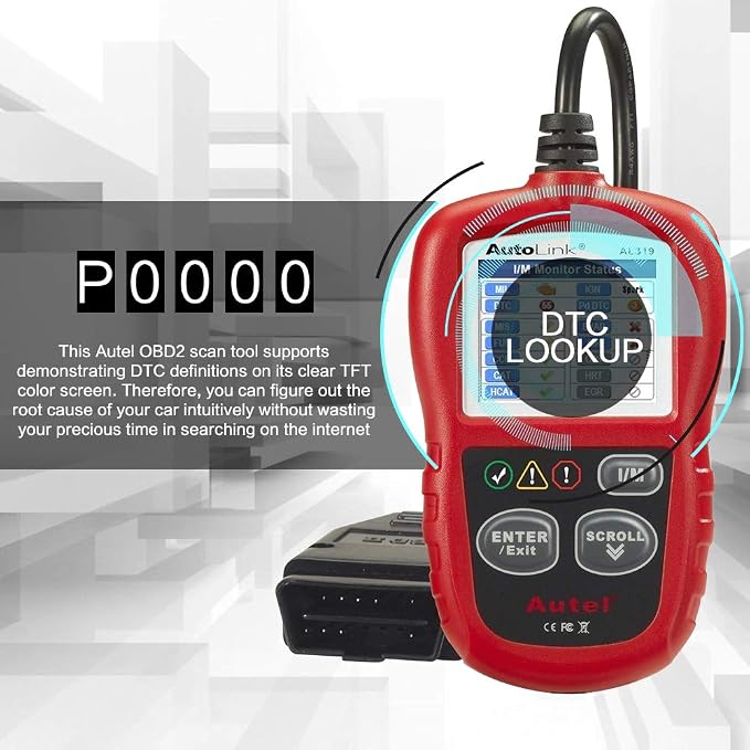 Autel Autolink AL319 Car OBD2 Scanner Code Reader Engine Fault Code Reader Scanner CAN Diagnostic Scan Tool for All OBD II Protocol Cars Since 1996