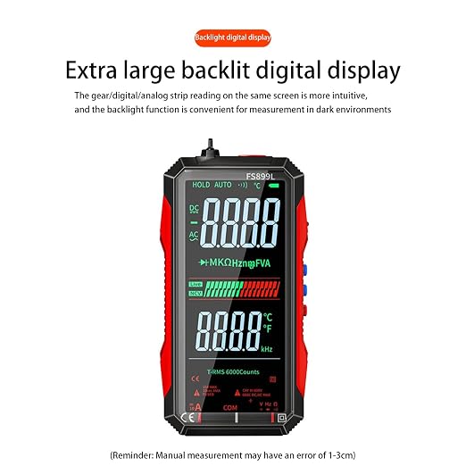 6000 Counts True RMS AC/DC Voltage Tester,FS899L Digital Multimeter with Color Screen, USB C Rechargeable Electrical Testing, NCV, Capacitance, Non Contact Voltage Detector for Car, Home(FS899L)