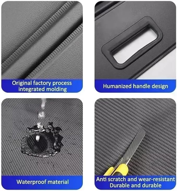 Retractable Cargo Cover Compatible with Audi Q6 Etron e-tron 2025 2026 Shield Security Shade Privacy Screen Tonneau Luggage Cargo Trunk Organizers (Carbon Fiber Texture)