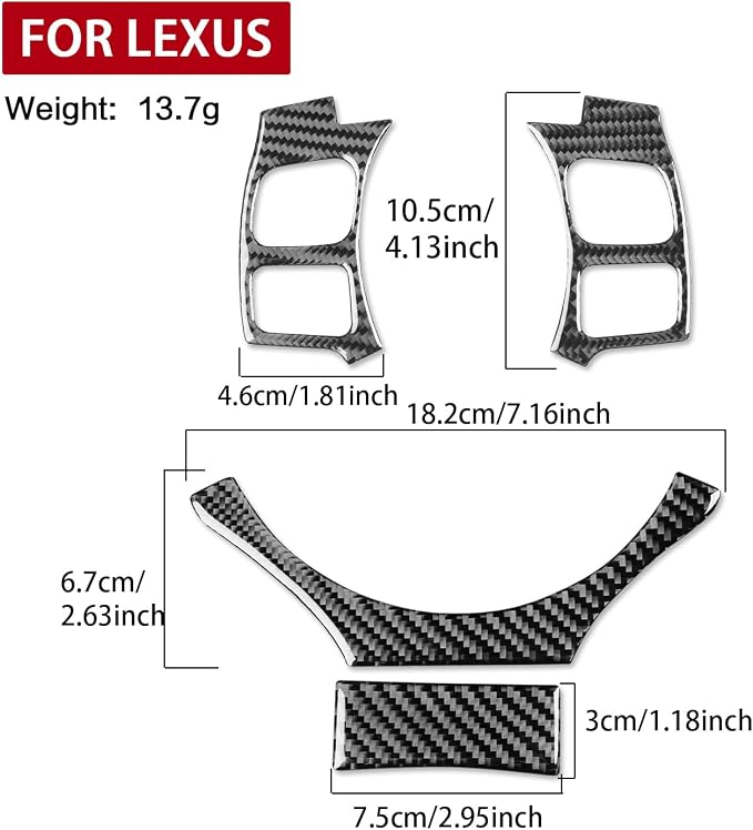 Soft Carbon Fiber Car Interior Steering Wheel Set 4/Piece Decorative Sticker for Lexus RC300 350 200T 15-24 Carbon Fiber Interior Accessories