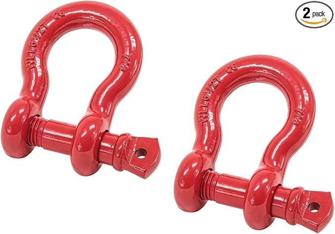 Mytee Products 7/8" Anchor Shackle Forged Carbon Steel w/Alloy Screw Pin WLL # 6.50 Tons (13,000 lbs)|Double Rust Protection Heavy Duty D Ring Shackle for Towing, Rigging & Vehicle Recovery (2 Pack)