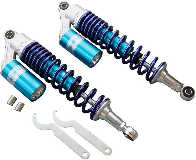 375mm Pair Motorcycle Air Shock Absorber Round Hole Universal Compatible For Honda Yamaha Kawasaki Suzuki ATV Go Kart