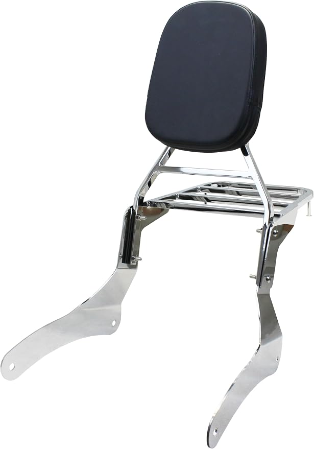 YHMOTO Passenger Backrest Sissy Bar with Luggage Rack for Kawasaki Vulcan 900 VN900 Classic Custom 2006-2025 (New Style-Chrome)