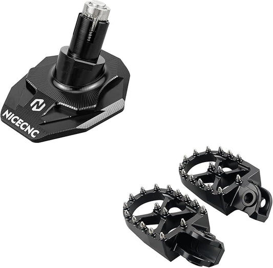 NICECNC Kickstand Foot Extension Pad & Puck + Wide Fat Forged Foot Pegs
