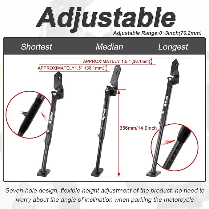 Xitomer Adjustable Kickstand Compatible with RM-Z250 2007-2013 & RM-Z450 2005-2007 - 7-Position Aluminum Sidestand with Wide Footpad