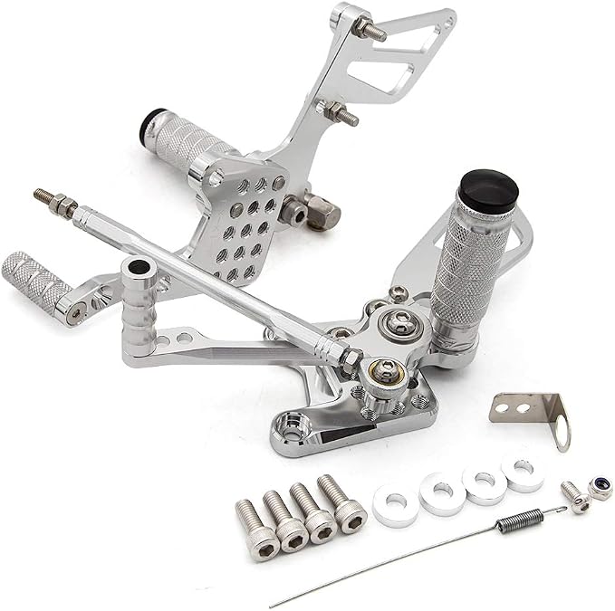PROCNC Motorcycle Aluminum Rearsets Foot pegs Rear sets Footrest Fit for Suzuki GSXR1000 2000 2001 2002 2003 2004 GSXR750 1996-2005 SV650/SV650S SV1000/S 1998-2014 GSX600 2000-2005 (Sliver)