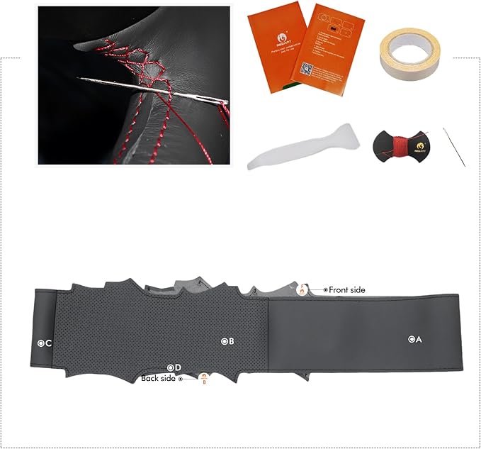 MEWANT Hand Sewn Steering Wheel Cover Wrap for Volvo VNL VNR FM FH 2017-2025 Steering Wheel Accessories for Volvo FM
