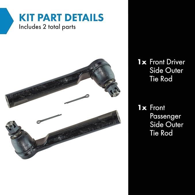 TRQ Outer Driver and Passenger Side Tie Rod Set 2 Piece Compatible with 2007-2011 Honda CR-V US Built Models