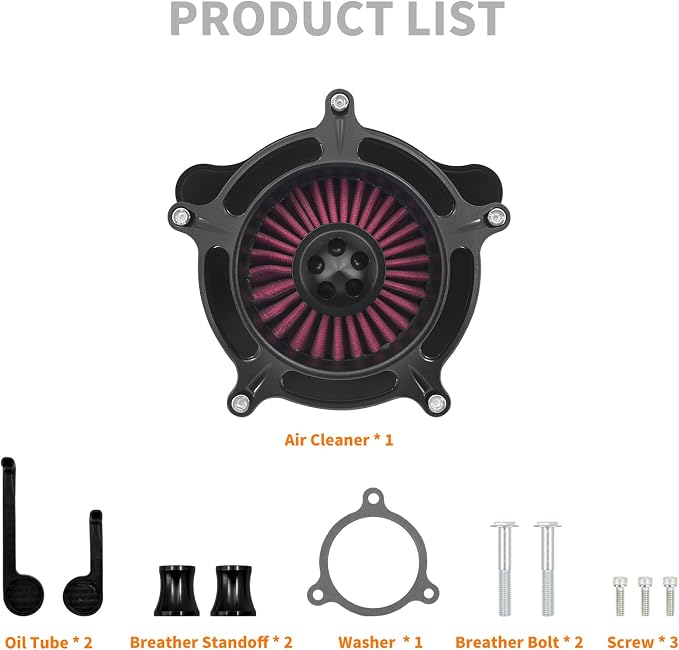 Air Cleaner Filter Aluminum Fit for Harley Touring Road King Street Glide Softail (Black Housing Red Element, D For M8 Touring 17-23 Trike 17-25 Softail 18-24)