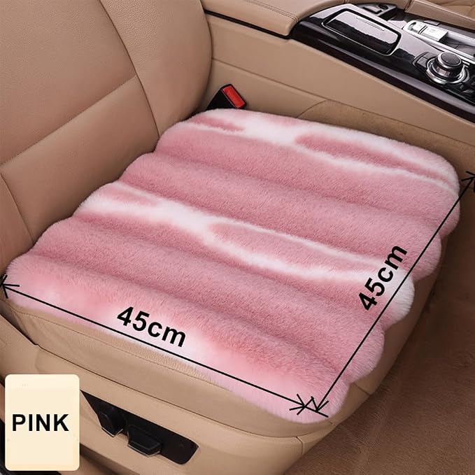 Faux Sheeskin Car Seat Cover, 1 Piece Front Fluffy Cute Pink Fur Car Seat Cover for Fuzzy Soft Auto Universal Plush Vehicle Seat Protector Pad Accessories Home and Office Chair