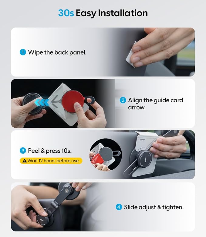 Wigoo Tesla Phone Mount [OEM-Style, Strongest Magnet] 360° Rotation Foldable Hidden Phone Holder for Tesla Model 3/Y/X/S, for Magsafe iPhone 17-12 Series, Tesla Model Y Model 3 Accessories