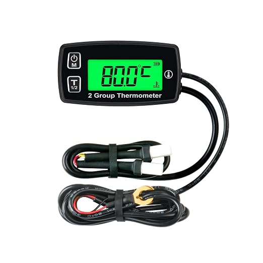 LCD Display Digital Engine Temperature Gauge Thermometer Waterproof Thermometer is Designed to Measure Engine Temperatures Such as Ships,Lawn Mowers,Snowblowers,Chainsaws,etc