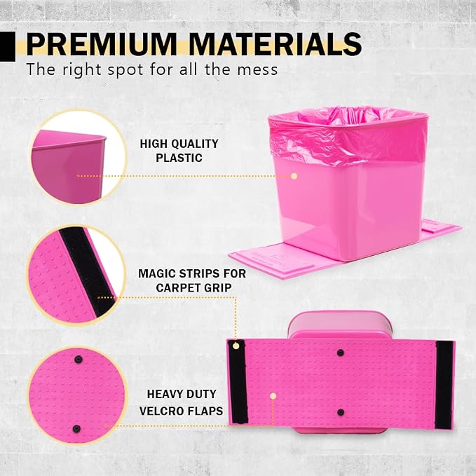 Pink Car Trash Can + Black Trash Bag Bundle – Leakproof, Anti-Slip Base, Stability Flap – Includes 2 Rolls (40pcs Total) – Large, Portable – for Cars, SUVs & Trucks