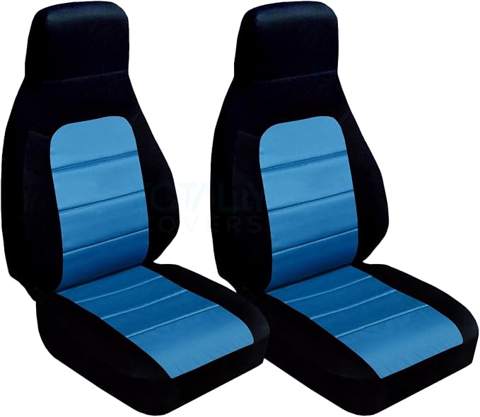 Totally Covers Compatible with 1990-2000 Mazda MX-5 Miata Seat Covers: Black and Light Blue (22 Colors) Bucket