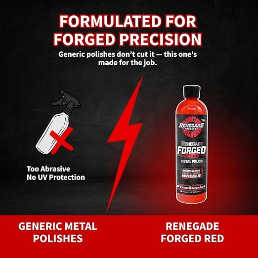 Renegade Products USA - Forged Red - Forged Metal Polish for Billet Wheels & Soft Aluminum, Soft Metal & Forged Wheel Polish, Billet Aluminum Cleaner & Polish, 12oz.