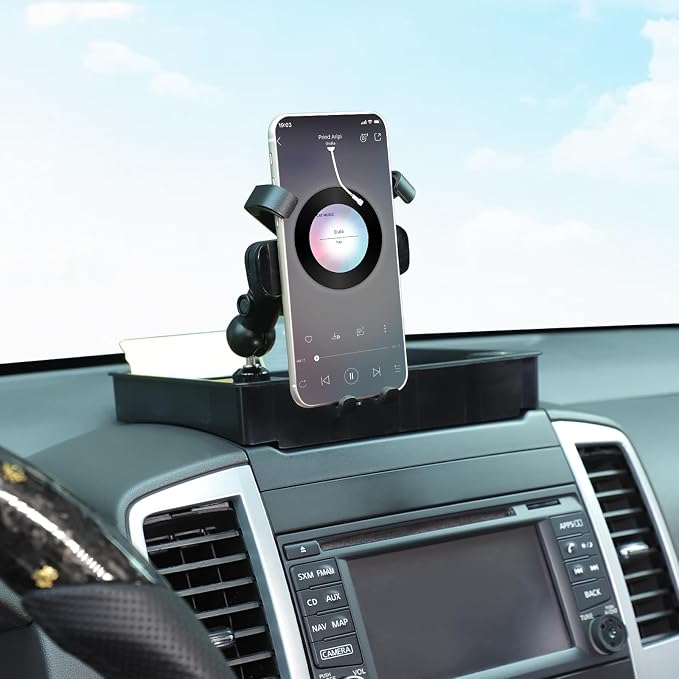 Aunginsy Center Console Dash Storage Tray With Phone Holder Compatible with Nissan Frontier 2009-2017, Dashboard Multi-Functional Mobile Phone Mount Storage Box, Dash Organizer Tray Insert Accessories