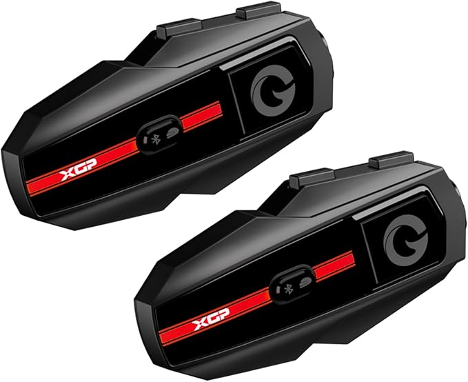 XGP Motorcycle Helmet Bluetooth Headset Intercom Communication Systems, 2 Riders Music Sharing/IP67 Waterproof/Audio Muiltitasking, Fit for ATV/Snowmobile, 2 Pack