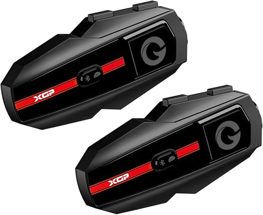 XGP Motorcycle Helmet Bluetooth Headset Intercom Communication Systems, 2 Riders Music Sharing/IP67 Waterproof/Audio Muiltitasking, Fit for ATV/Snowmobile, 2 Pack