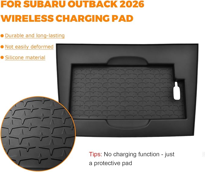 Wireless Charging Anti-Slip Mat for 2026 Subaru Outback Premium/Limited/Touring/Wilderness/Limited XT/Touring XT Accessories Wireless Charge Protective Pad Silicone Material