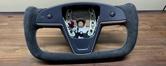 MEWANT Hand Stitch Dark Gray 9002 Athsuede Steering Wheel Cover Wrap for Tesla Model S Yoke 2021-2023 Model X 2021-2023