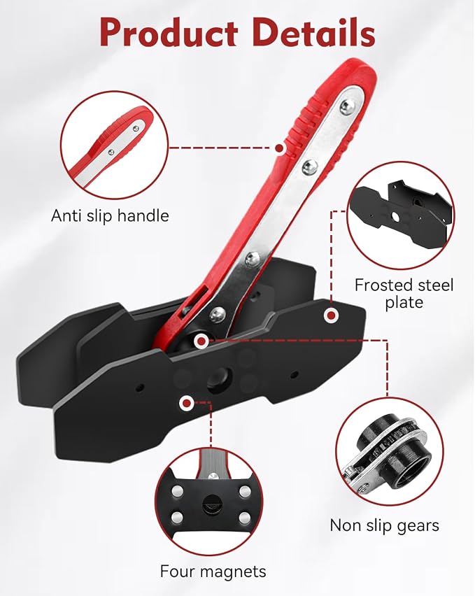 Witaxima Brake Caliper Compression Tool with Extra 2PCS Large Plates 1.57"-2.95" for Disc Brake Pad Spreader,Caliper Piston Compressor Tool with 4 Brake Caliper Hanger Hooks,Car Brake Repair Tool Red