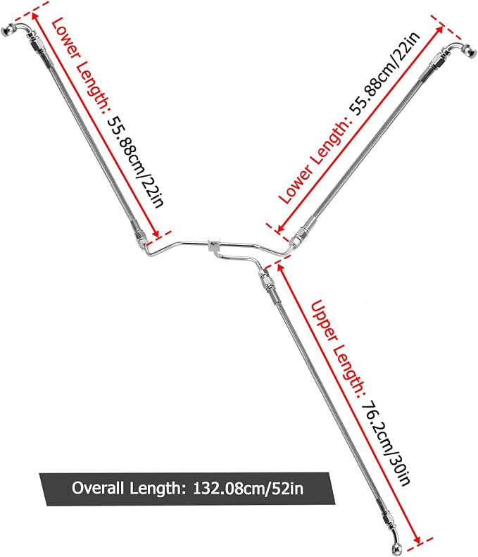 Mofun 52" Extended Length Hydraulic Front Brake Line Kit Stainless Steel Compatible with Harley Dyna Low Rider Fat Bob FXDF FXDFSE Non-ABS 2009-2017, Fit 16"-18" Handlebar Chrome