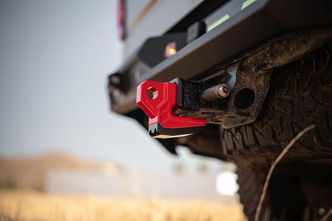 DV8 Offroad Xtract Hitch Skid Plate | Hitch Mounted Rear Skid Plate | 1" Thick Mount for 3/4" D-Ring | Designed to Mount to 2" Receiver with a 5/8" Pin | 13,000 lb Working Load Limit (Red)