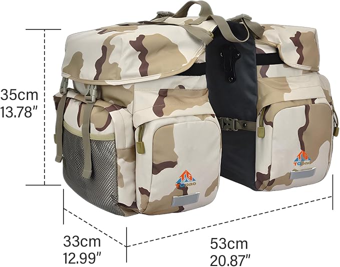 Large Saddle Bags for Bike Rear Rack,Waterproof 50L Panniers Bike Bags for Bicycles/MTB/E-Bike,Bike Trunk Bag With Reflective Stripes,Support for Width Less Than 7 Inches Bike (Army Green,50L)