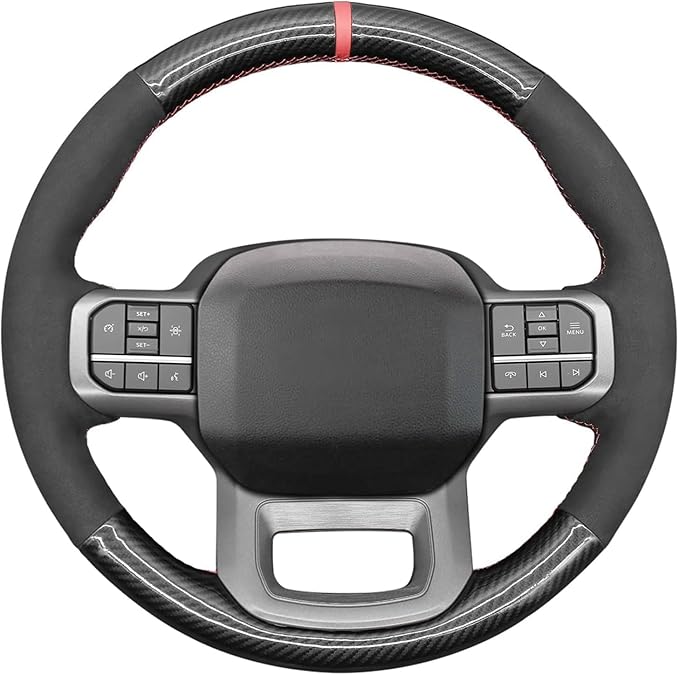 Leather Carbon Fiber Suede Steering Wheel Cover for Ford F-150 2021-2026 /Ford F-250 F-350 F-450 F-55- F600 2023 2024 2025 2026/Ford Expedition 2022-2024 Accessories Custom OEM Parts