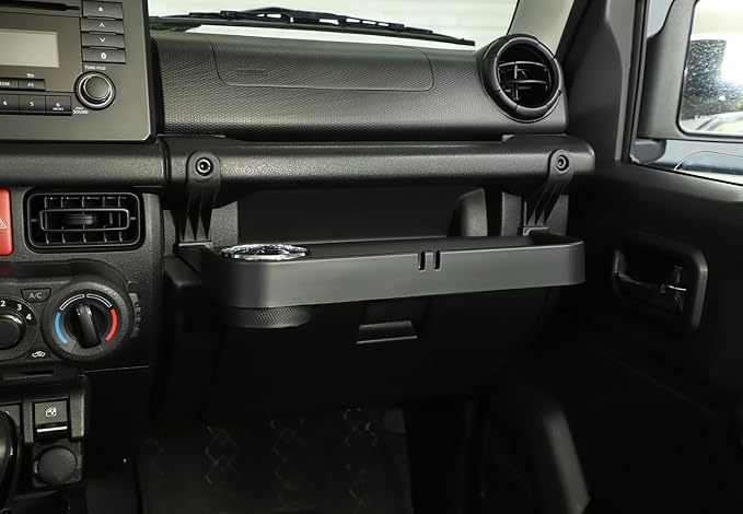 Grab Bar Tray Passenger Side Co-Pilot Handle Expansion Storage Tray Organizer Box Cup Holder Fit for Suzuki Jimny 2019-2025 Interior Accessories (Silver Ring)