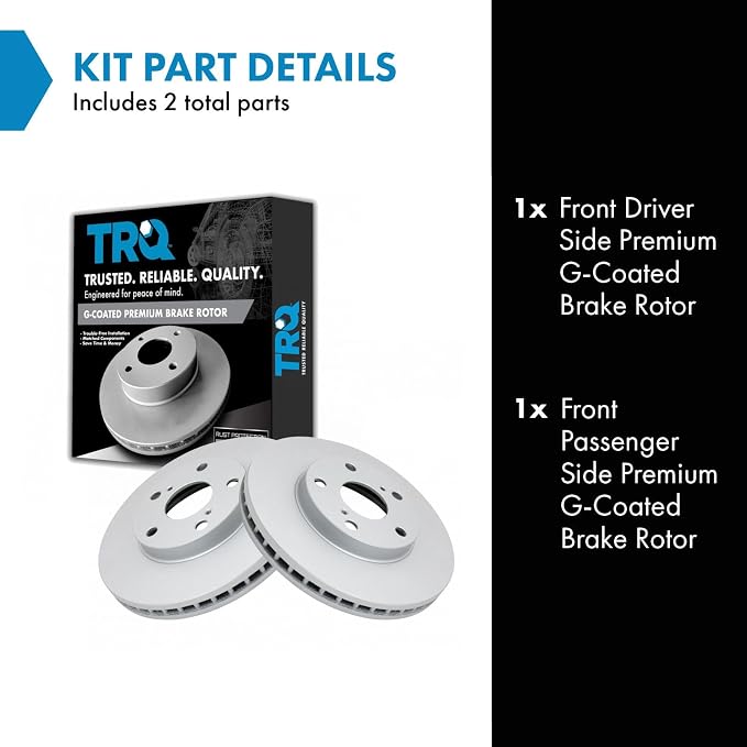 TRQ Front Brake Rotors Set Vented Premium G-Coated Compatible with 1992-2001 Lexus ES300 1995-2004 Toyota Avalon 1992-2006 Camry 1998-2003 Sienna 1999-2003 Solara