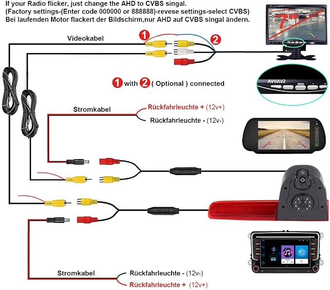 【New Super Dual Lens】 Car Rear View Camera 3rd Brake Light Reversing System, for VW T5 Multivan T6 Caravelle Tailgate high roof Brake Stop lamp Transporter Business MPV SUV Bus Double Doors