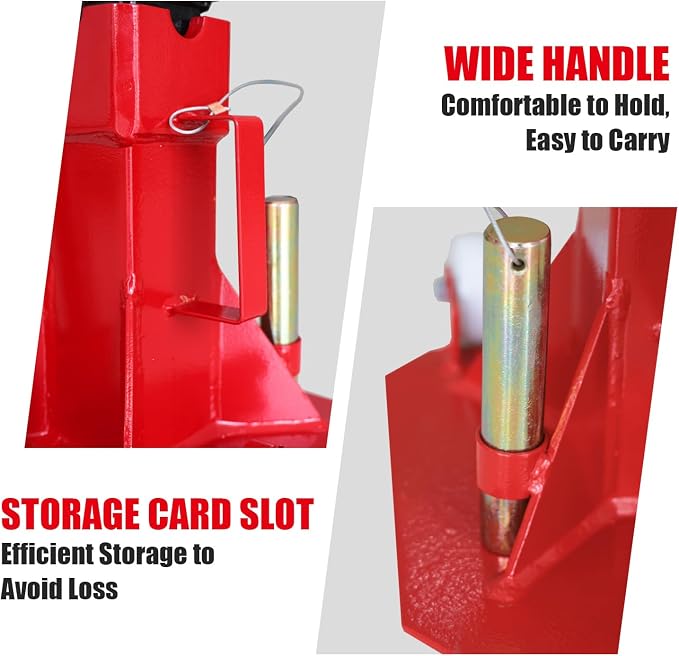 Big RED ATZ120006P Torin Heavy Duty Jack Stands: Pin Style Jack Stand with 2 Casters and Handle, Easily Portable Car Stand for Car SUV, Truck and Pick Up, 12 Ton (24,000 lb) Capacity, Red