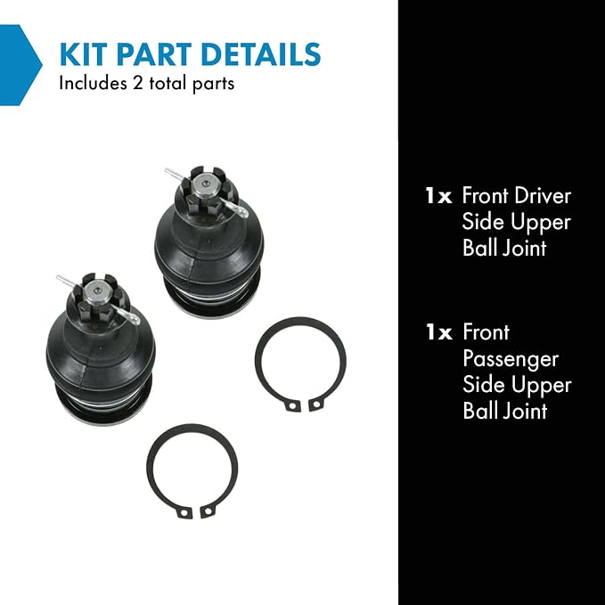 TRQ Front Upper Driver and Passenger Side Ball Joint Set Compatible with 01-07 Toyota Sequoia 00-06 Tundra 96-02 4Runner 98-04 Tacoma Pre Runner Rear Wheel Drive 98-04 Tacoma 4 Wheel Drive