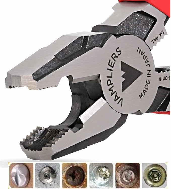 VamPLIERS BRUTE™ 6.25" Screw Extraction Pliers + 8" PRO Linesman Screw Extraction Pliers