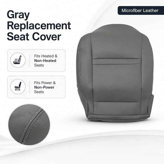 NLQR Driver and Passenger Side Bottom and Top Back Replacement Seat Covers Gray Compatible with Toyota Land Cruiser 1990 1991 1992 1993 1994 1995 1996 1997