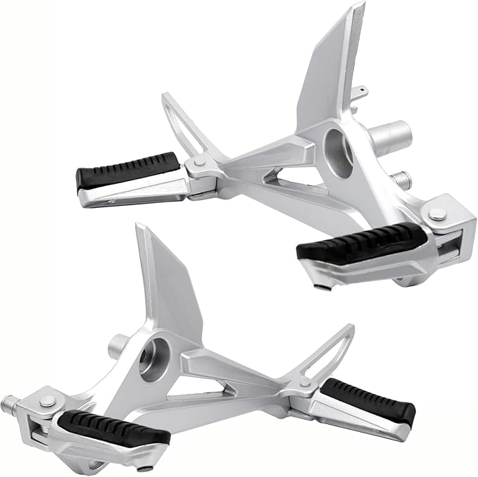 Mokuo Motorcycle Footrest Assembly,1 Pair Footpegs Kit in Alloy Aluminum Material Fit for Honda Grom Msx 2013-2016 Clone,Silver Color