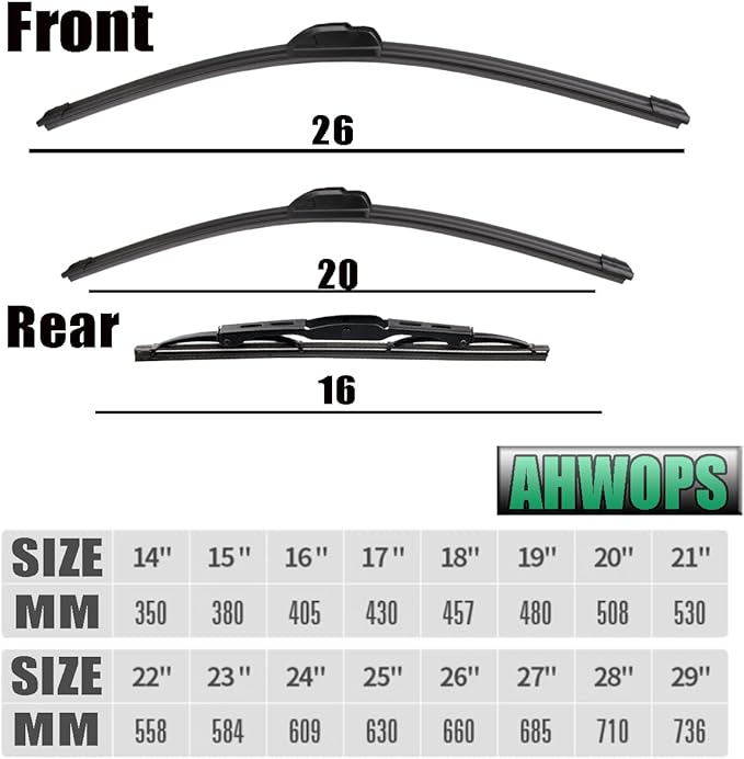 3 Wiper Front and Rear Wiper Blades for Chrysler Town & Country 2008-2016,Dodge Grand Caravan 2008-2020, OE Original Style (26″/20″ Front/16″ Rear) For My Car