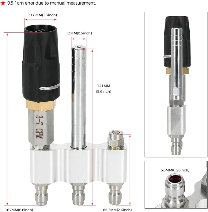3-in-1 Downstream Soft Wash Nozzle, Adjustable Shooter Tip M5 Twist Nozzle, 0-60° Spray Pattern with 1/4" Quick Connect for 3-7 GPM 1700-6000 PSI Pressure Washer