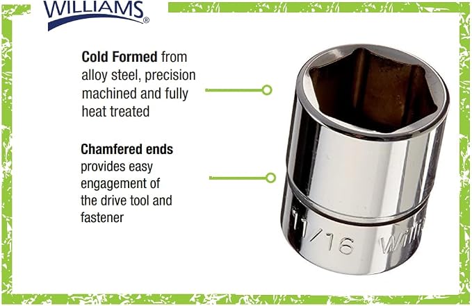 Williams B-622 11/16-Inch Shallow 6 Point Socket