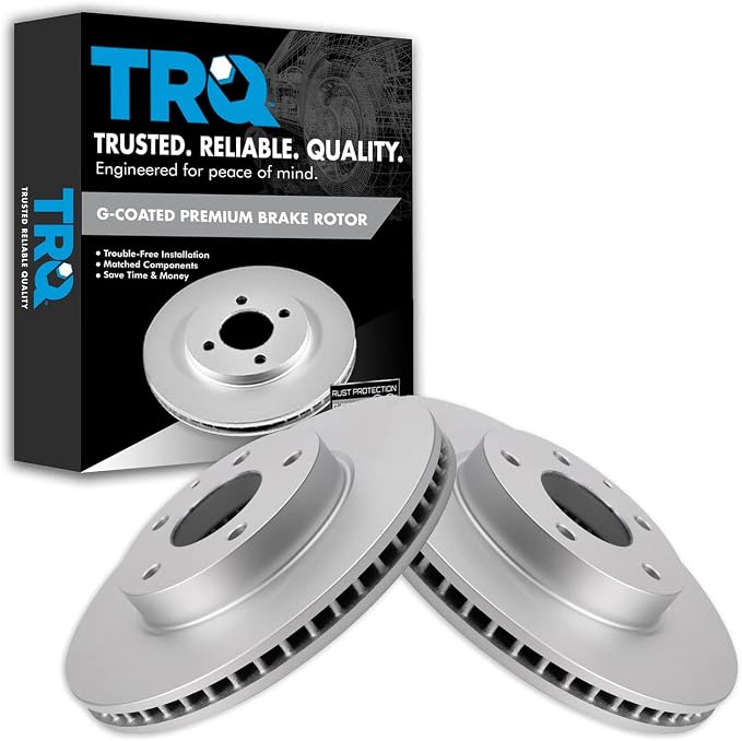 TRQ Front Brake Rotor Set G Coated Vented Compatible with 2014-2016 Mazda 3 2016-2021 Mazda CX-3