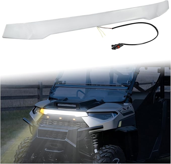 Front Accent Light for Polaris Ranger/Crew XP 1000 2019-2024 Accessories, Front Hood LED Auxiliary Daytime Running Light Turn Signal Lamp Upper Grille for Polaris Ranger, Plug & Play, 1PC
