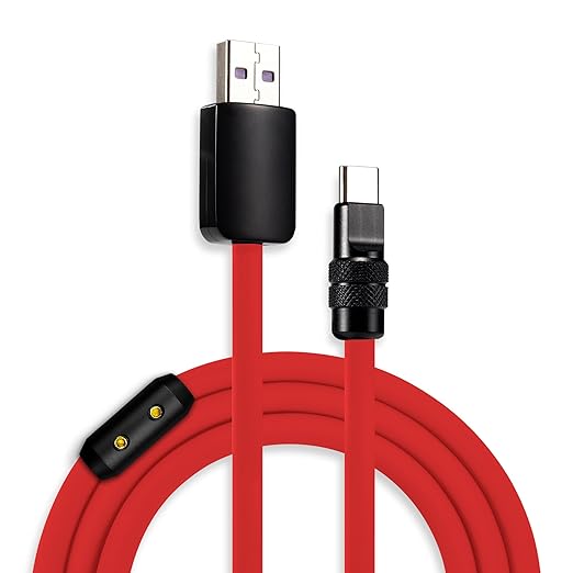 chubbycable Black Chubby Pro - Samurai Cable 120W USB-C Cable Silicone Fast Charging USB C Charger Cord Compatible with iPhone 17-15 Series iPad Galaxy Series, Red, USB-A to Type-C, 6.6FT