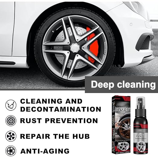 Multi-Functional Wheel Hub Renewal Agent, Rayhong Rust Remover Spray, Multifunctional Metal Rust Remover, Iron Powder Remover, Quickly Clean Car Rust Stains (100ml, 2pcs)