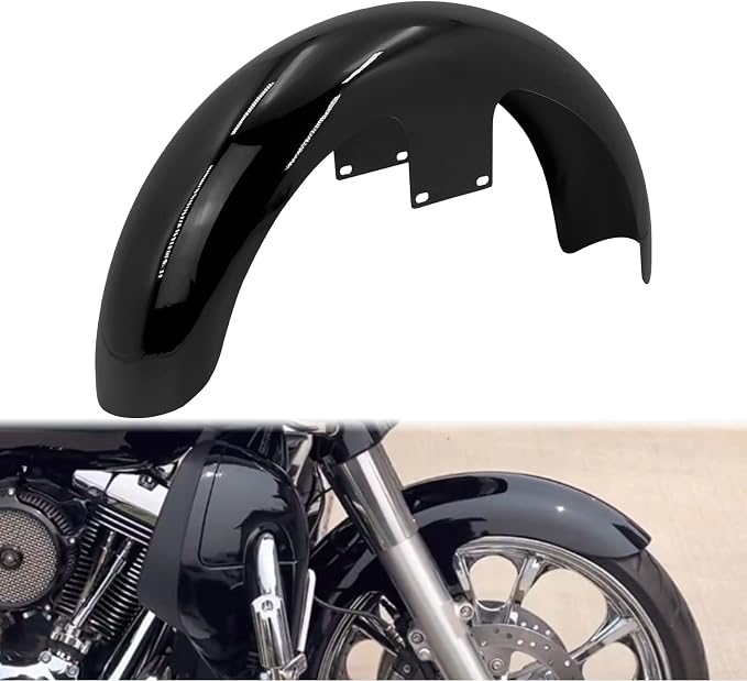 Front Fender 19'' 21'' 23'' Wheel Wrap Fit For Harley Touring Street Glide Road King Electra Glide Baggers (120/R19 Gloss Black)