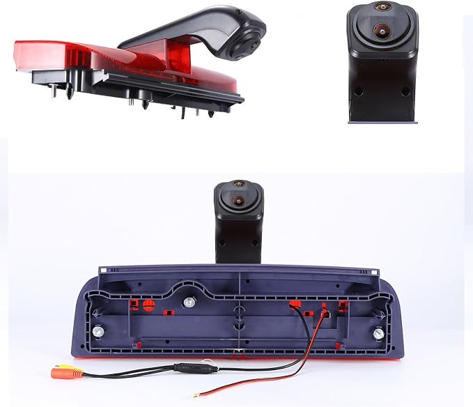 HD Waterproof Car Reverse 3rd Brake Light with Dual Double Rear View Parking Camera, Replacement for Ford Transit Connect 2 II/XL Cargo Titanium Passenger Van/Transit Connect Tourneo PJ2 Van V408