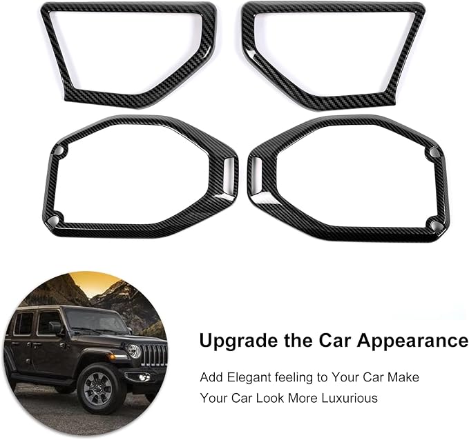 A Pillar Speaker Trim Cover & Roof Speaker Audio Trim Cover Ring Kit Decoration Interior Accessories for Jeep Wrangler JL JLU & Gladiator JT 2018-2022,Carbon Fiber Grain