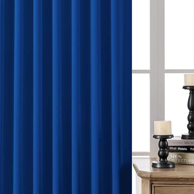 Joydeco Custom Blackout Curtains for Bedroom, 1 Panel Room Darkening Curtains & Drapes for Living Room Window Rod Pocket Back Tab (Custom Size,Royal Blue)