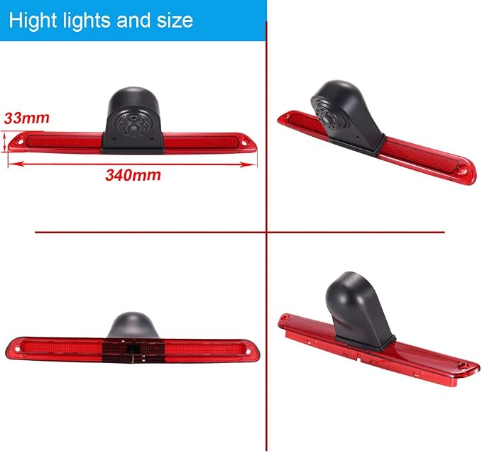 Car Third Roof Top Mount Brake Light 3 Rear View Camera Parking Safety Assistant System, HD Night Vision Waterproof for VW Crafter Caravelle 2007-2015 Van Roof Camera Mercedes Benz Sprinter W906