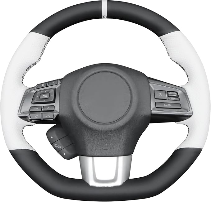 MEWANT Hand Stitch Steering Wheel Cover Wrap for Subaru WRX 2015-2021 / WRX STI 2015-2021 Steering Wheel Accessories for Subaru WRX